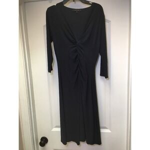 Laundry Shelli Segal Blue V Neck Ruched Cocktail Party Dress Women's Sz 4